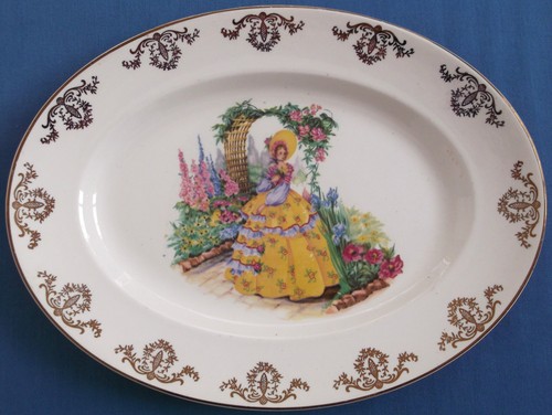 Vintage crinoline lady oval - vintage,