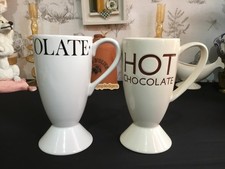 Pair of WHITTARD OF CHELSEA Tall Hot Chocolate Mugs Different Designs VGC