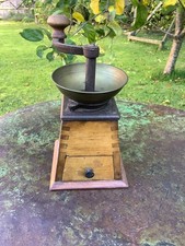 Antique Vintage Coffee Grinder Wood And Metal with Drawer