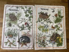 Vintage Spring And Winter Tea Towels Wildlife