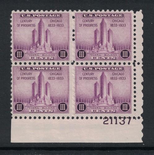 Scott 729 mnh plate block - plate, 3c