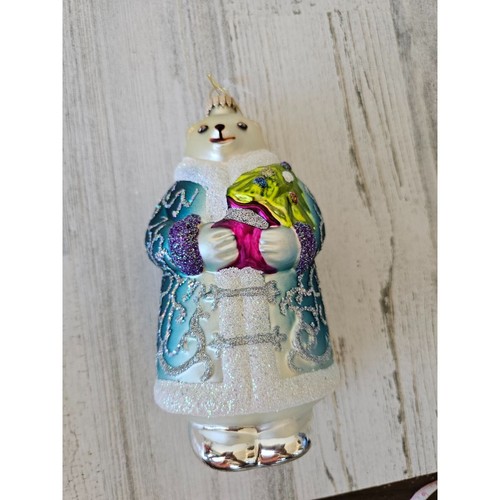 Glass polar bear santa unique - glass,