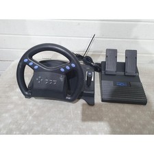 Black Steering Wheel & Pedals Wired Portable For Sony Playstation & Nintendo 64