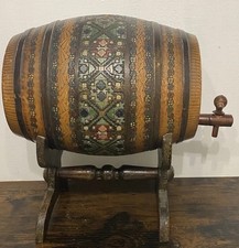 Whiskey/Wine Barrel With Tap hand painted with a  Stand.29x28cm HL