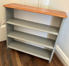Upcycled Grey And Light Wood Storage Shelf With Hooks Excellent Compact VGC