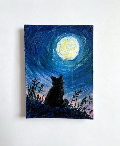 Aceo black cat original - aceo,