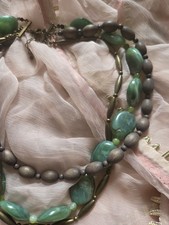 Laura Ashley Green Statement Necklace Triple Chain Strand Wedding Jewellery Gift