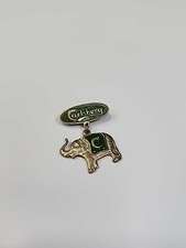 Carlsberg Beer Silver Elephant Pin Denmark Danish 2 Piece Dangling Vintage *