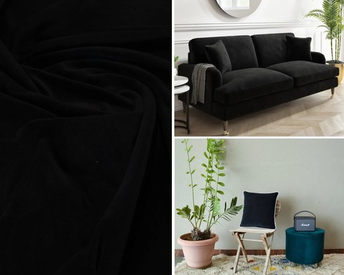 Luxury black cotton velvet - cotton,