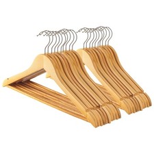 20x Brown Wooden Coat Hangers