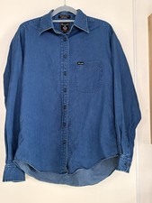 Faconnable Mens Size S Blue Soft Denim Shirt with Pocket 100% Cotton