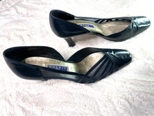 Magrit Spanish Leather Deep Petrol Blue Mid Heel Court Evening Shoes UK size 6