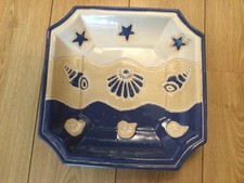 Seashell Ceramic Serving Dish, Blue & White, c1980s