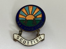 Vintage Original Scottish BBC Radio Circle Enamel Pin Badge RARE