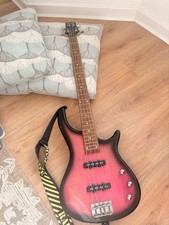 Benson Electric Bass Guitar 4 String  Trans Blue Gig Bag Untested 4/4 Full Size