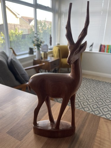 Teak antelope carved - antelope, wood
