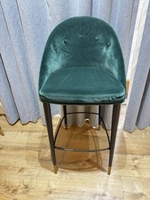 Bar Stool Counter Height Chair Green Velvet Metal Legs