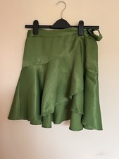 Satin Look Green Mini Skirt