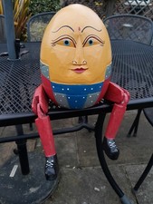 Vintage Wooden Homemade Humpty Dumpty Wall Shelf Ornament Quirky Fun