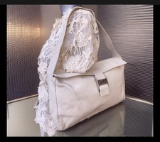 Bill Amberg Cream White Leather Shoulder Hand Bag
