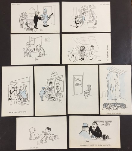 Signed humorous cartoons by - signed,