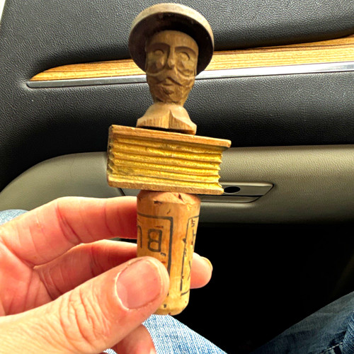 Vintage hand carved wood man - wood,