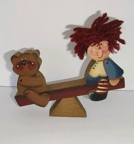 Vtg handmade wooden - rag, doll