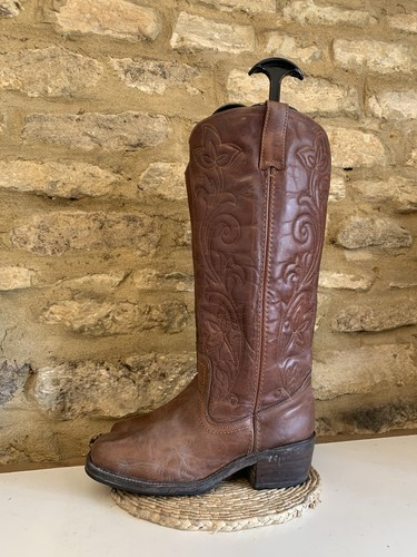 Buffalo brown leather floral - brown,
