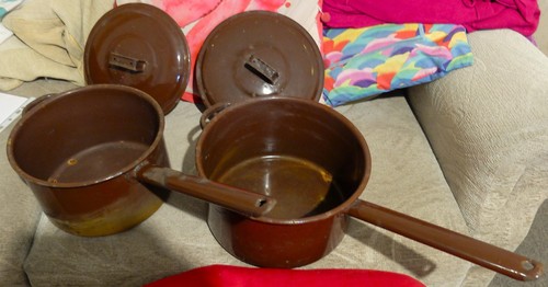 Vintage saucepans brown - 2,