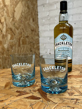 2x Shackleton Scotch Whisky Antarctic Blue Glass Tumbler