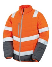 Soft Padded Safety Jacket Workwear Warm Hi-Viz Coat Reflective Unisex Protective