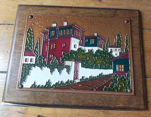 Enamel copper wall art - copper,