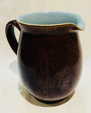 Vintage Denby Homestead Brown & Blue Stoneware Milk Cream Jug Pitcher - 1 Pint