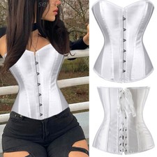 Women Sexy Overbust Boned Corset Burlesque Basque Top Lace Up Waist Shaper S-6XL