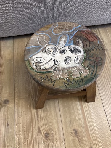 Wood wooden painted dog - wood,