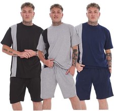 Mens 2 Piece Pyjama Set T Shirt & Shorts Summer Nightwear Lounge Sleepwear