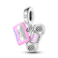 90s Mix Tape Music Stereo Ghetto Blaster Charm Sterling Silver 925 Bead Gift
