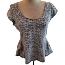 Anthropologie Postmark Diamond Print Peplum Blouse Size M