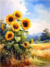 Tile Mural Sunny Meadow Sunflowers Kitchen Shower Wall Backsplash Marble Ceramic