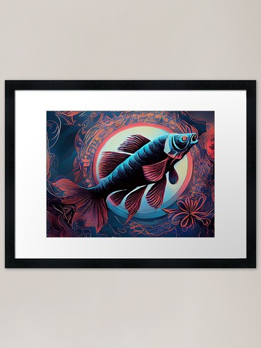 Fantail fish framed - framed, art