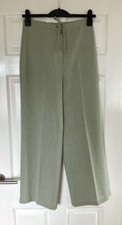 Women’s Atmosphere Sage Green Polyester Linen Look Wide Leg Trousers Size 10
