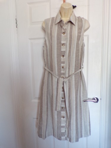 Linen rich button belted - linen, up
