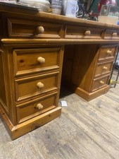 Vintage Pine Pedestal Desk