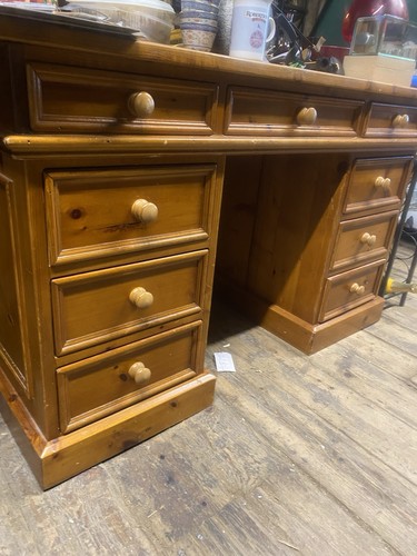 Vintage pine pedestal desk - pine,