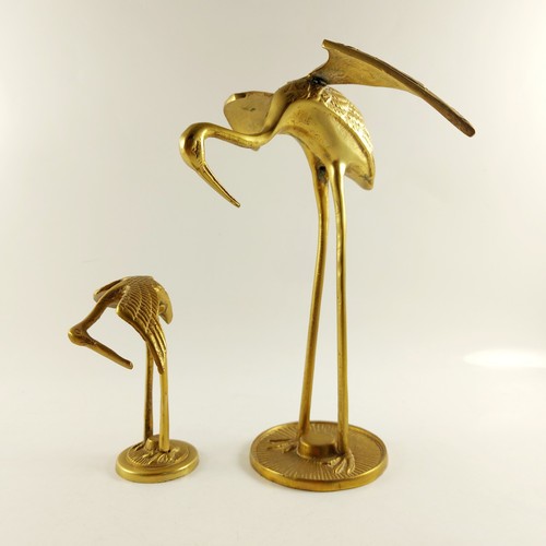 Vintage brass birds stork - brass, x2,
