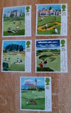 5 UK Mint Stamps. Golf. Turnberry 9th Hole. Muirfield 18th Hole. St Andrews.