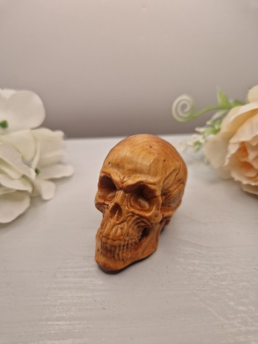 Teak carved skull - carved,