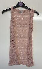 Next Girls Peach Netted Cotton Blend Open Sleeveless Cardigan Age 9