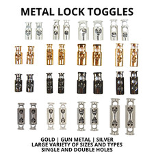 Metal Cord Stopper Lock Toggle End - Single & Double Twin Hole Spring Findings