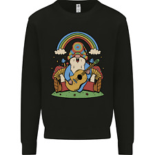 Trippy Guitar Hippy Gnome Magic Mushrooms Mens Sweatshirt Jumper